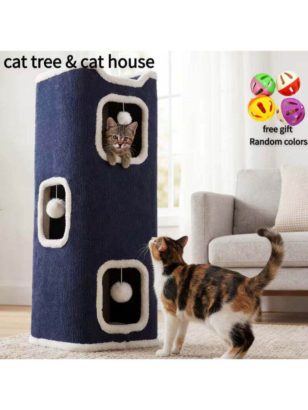 Multi-Tier Indoor Cat House And Cat Trees Tower, Cozy Indoor, Brown